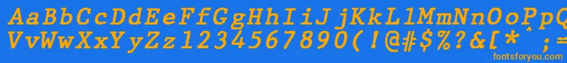 Fonte JMH Typewriter mono Bold Italic – fontes laranjas em um fundo azul