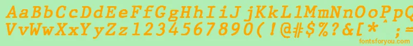 Czcionka JMH Typewriter mono Bold Italic – pomarańczowe czcionki na zielonym tle