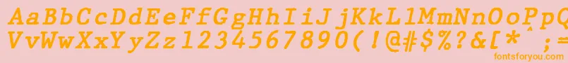 JMH Typewriter mono Bold Italic-fontti – oranssit fontit vaaleanpunaisella taustalla