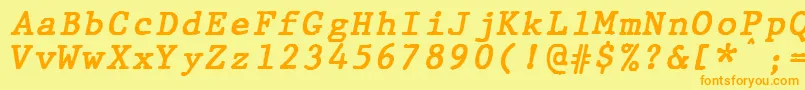 フォントJMH Typewriter mono Bold Italic – オレンジの文字が黄色の背景にあります。