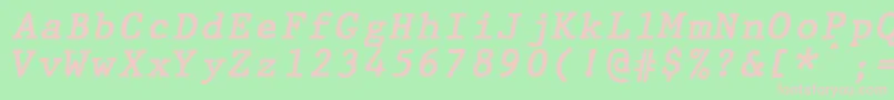 JMH Typewriter mono Bold Italic-Schriftart – Rosa Schriften auf grünem Hintergrund