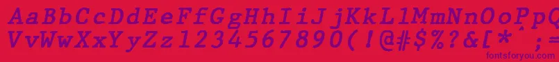 JMH Typewriter mono Bold Italic-fontti – violetit fontit punaisella taustalla