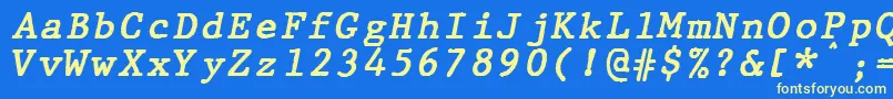 Шрифт JMH Typewriter mono Bold Italic – жёлтые шрифты на синем фоне