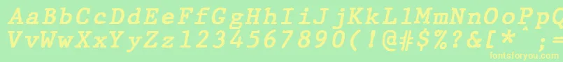 フォントJMH Typewriter mono Bold Italic – 黄色の文字が緑の背景にあります