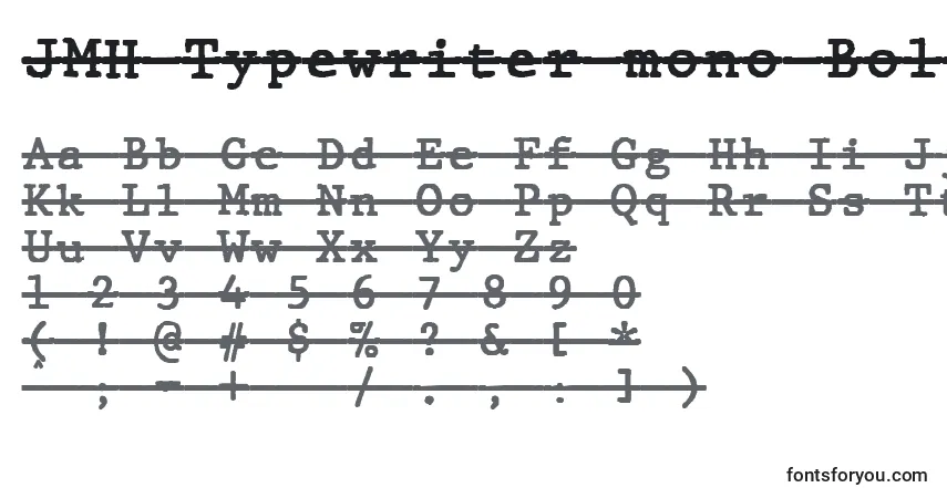 Czcionka JMH Typewriter mono Bold Over – alfabet, cyfry, specjalne znaki