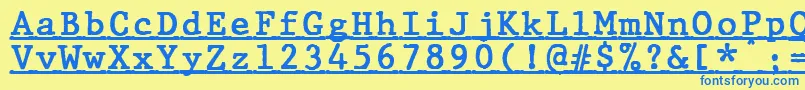 JMH Typewriter mono Bold Under Font – Blue Fonts on Yellow Background