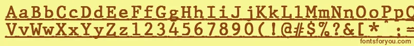 JMH Typewriter mono Bold Under-fontti – ruskeat fontit keltaisella taustalla