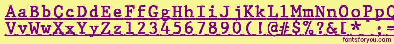 Czcionka JMH Typewriter mono Bold Under – fioletowe czcionki na żółtym tle