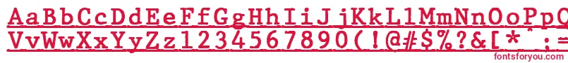 フォントJMH Typewriter mono Bold Under – 白い背景に赤い文字