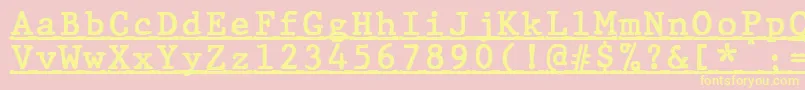JMH Typewriter mono Bold Under-fontti – keltaiset fontit vaaleanpunaisella taustalla