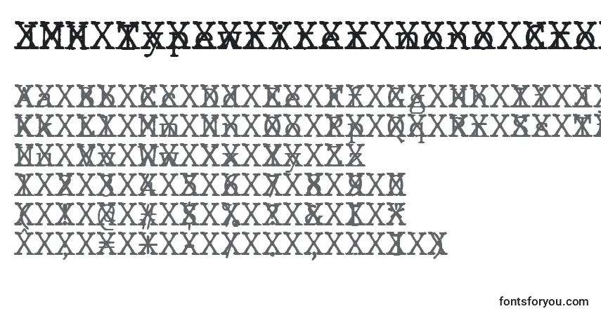 Schriftart JMH Typewriter mono Cross – Alphabet, Zahlen, spezielle Symbole