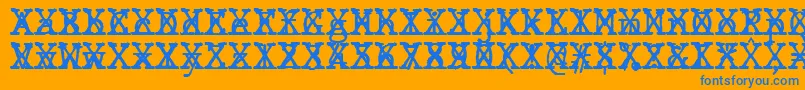 JMH Typewriter mono Cross-Schriftart – Blaue Schriften auf orangefarbenem Hintergrund