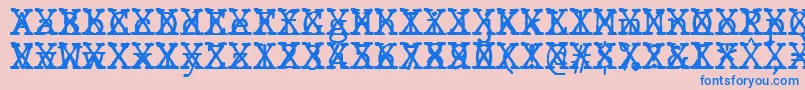Fonte JMH Typewriter mono Cross – fontes azuis em um fundo rosa