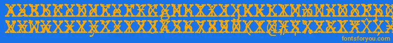 JMH Typewriter mono Cross Font – Orange Fonts on Blue Background