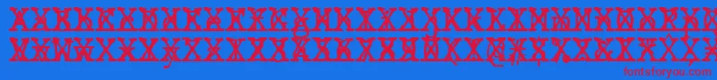 JMH Typewriter mono Cross Font – Red Fonts on Blue Background