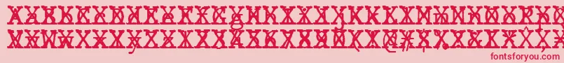 Czcionka JMH Typewriter mono Cross – czerwone czcionki na różowym tle