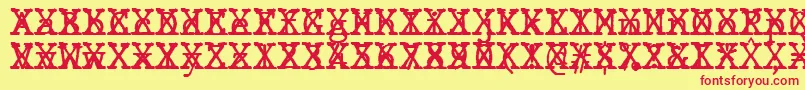 Fonte JMH Typewriter mono Cross – fontes vermelhas em um fundo amarelo