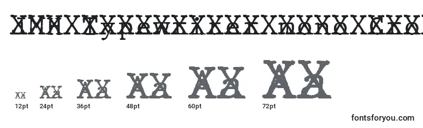 Größen der Schriftart JMH Typewriter mono Cross