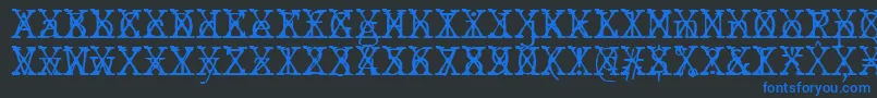 JMH Typewriter mono Fine Cross Font – Blue Fonts on Black Background