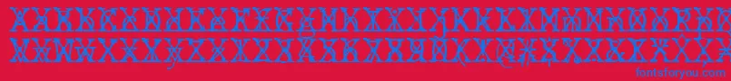 Fonte JMH Typewriter mono Fine Cross – fontes azuis em um fundo vermelho
