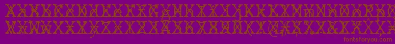 Fonte JMH Typewriter mono Fine Cross – fontes marrons em um fundo roxo