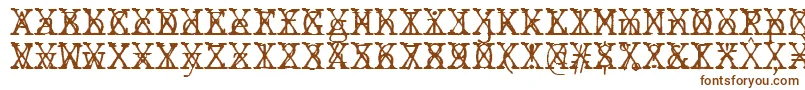 JMH Typewriter mono Fine Cross-Schriftart – Braune Schriften auf weißem Hintergrund