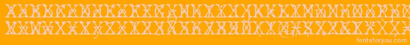 Fonte JMH Typewriter mono Fine Cross – fontes rosa em um fundo laranja