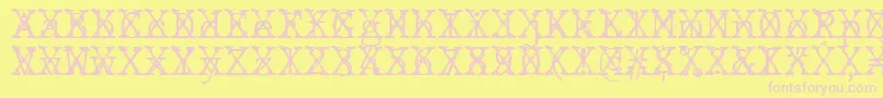 Fonte JMH Typewriter mono Fine Cross – fontes rosa em um fundo amarelo