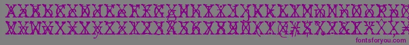JMH Typewriter mono Fine Cross-fontti – violetit fontit harmaalla taustalla