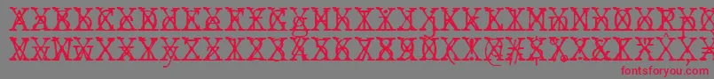 フォントJMH Typewriter mono Fine Cross – 赤い文字の灰色の背景