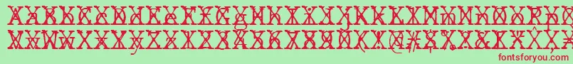Fonte JMH Typewriter mono Fine Cross – fontes vermelhas em um fundo verde