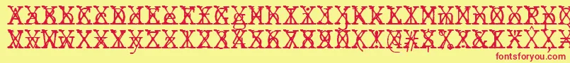 フォントJMH Typewriter mono Fine Cross – 赤い文字の黄色い背景