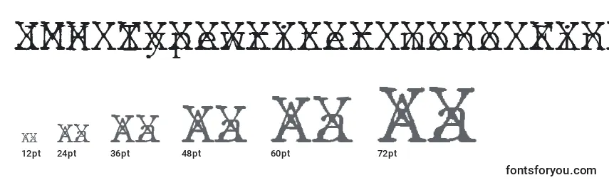Größen der Schriftart JMH Typewriter mono Fine Cross