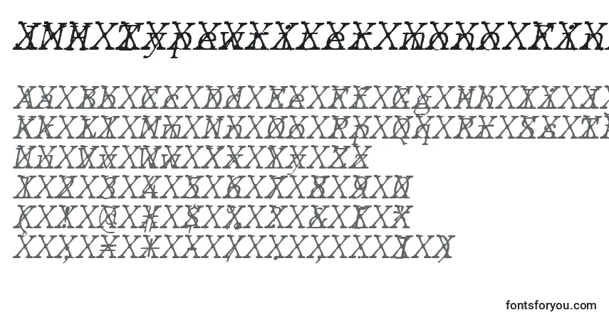 A fonte JMH Typewriter mono Fine Italic Cross – alfabeto, números, caracteres especiais