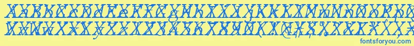 JMH Typewriter mono Fine Italic Cross-Schriftart – Blaue Schriften auf gelbem Hintergrund
