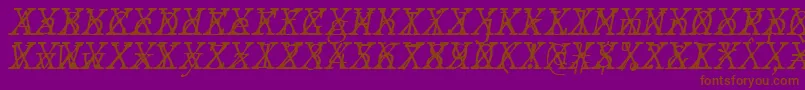Fonte JMH Typewriter mono Fine Italic Cross – fontes marrons em um fundo roxo