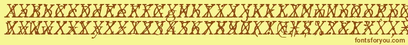 Fonte JMH Typewriter mono Fine Italic Cross – fontes marrons em um fundo amarelo
