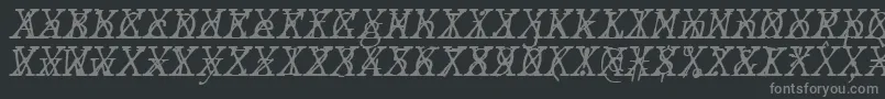 Fonte JMH Typewriter mono Fine Italic Cross – fontes cinzas em um fundo preto