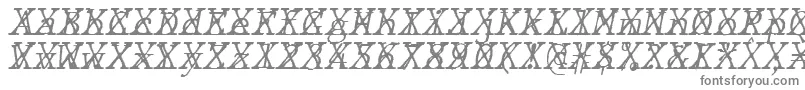 JMH Typewriter mono Fine Italic Cross-fontti – harmaat kirjasimet valkoisella taustalla