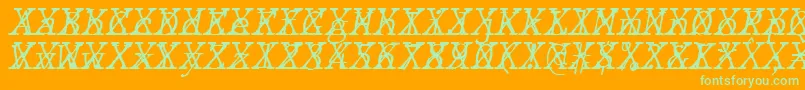 JMH Typewriter mono Fine Italic Cross-Schriftart – Grüne Schriften auf orangefarbenem Hintergrund