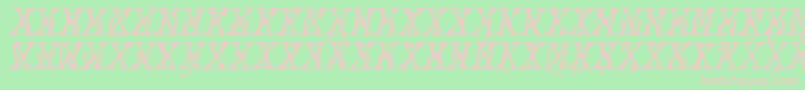 Fonte JMH Typewriter mono Fine Italic Cross – fontes rosa em um fundo verde