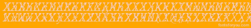 Fonte JMH Typewriter mono Fine Italic Cross – fontes rosa em um fundo laranja