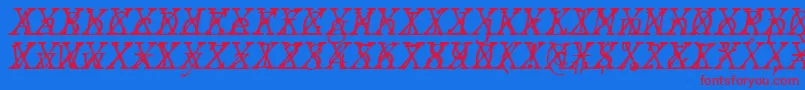 JMH Typewriter mono Fine Italic Cross Font – Red Fonts on Blue Background