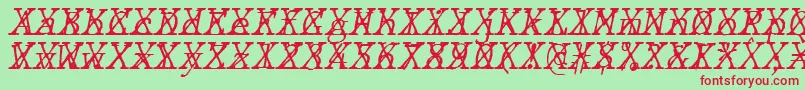 JMH Typewriter mono Fine Italic Cross-Schriftart – Rote Schriften auf grünem Hintergrund