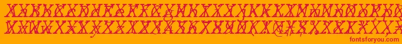 JMH Typewriter mono Fine Italic Cross Font – Red Fonts on Orange Background