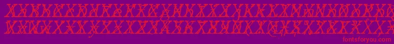 JMH Typewriter mono Fine Italic Cross-Schriftart – Rote Schriften auf violettem Hintergrund