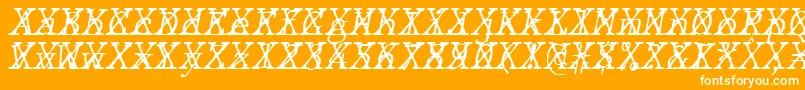 JMH Typewriter mono Fine Italic Cross-fontti – valkoiset fontit oranssilla taustalla