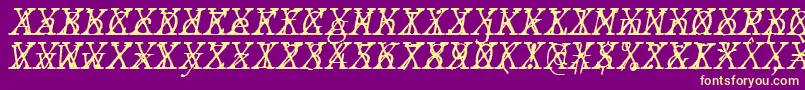 Fonte JMH Typewriter mono Fine Italic Cross – fontes amarelas em um fundo roxo