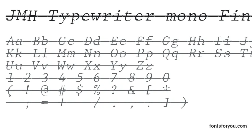 Schriftart JMH Typewriter mono Fine Italic Over – Alphabet, Zahlen, spezielle Symbole