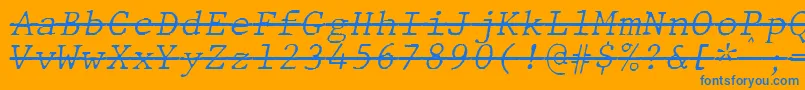 Czcionka JMH Typewriter mono Fine Italic Over – niebieskie czcionki na pomarańczowym tle